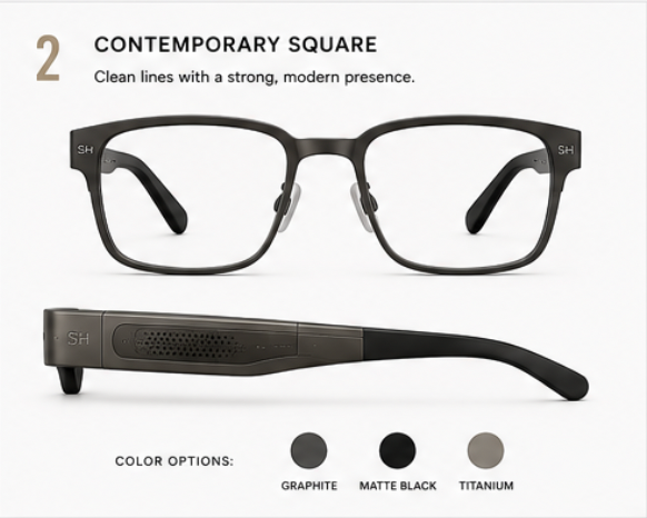 See-Hear Contemporary Square audio-intelligence eyewear