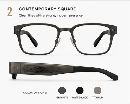 See-Hear Contemporary Square audio-intelligence eyewear