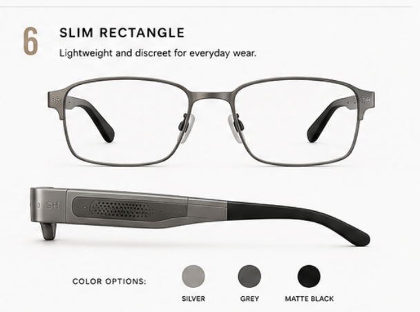 See-Hear Slim Rectangle audio-intelligence eyewear